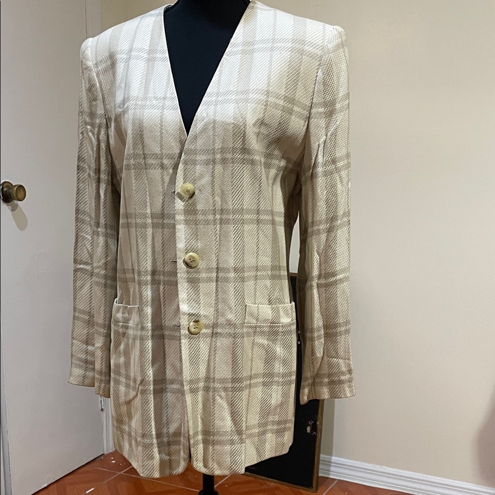 Kasper Beige Plaid Blazer